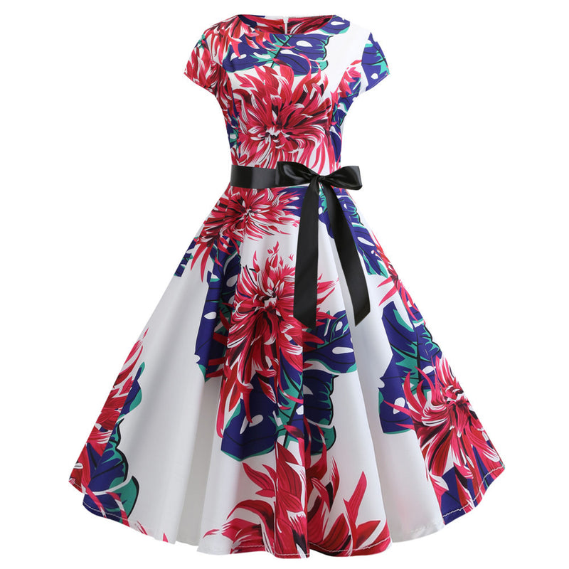 50s 60s Retro Audrey Boatneck Cap Sleeve Vintage Swing Cocktail Party Dress