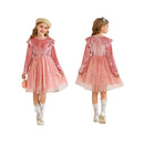 5 Kinds Girls Velvet Long‑Sleeve Ruffle Shoulder Sequin Tulle Party Princess Dress