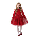 5 Kinds Girls Velvet Long‑Sleeve Ruffle Shoulder Sequin Tulle Party Princess Dress