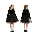 5 Kinds Girls Velvet Long‑Sleeve Ruffle Shoulder Sequin Tulle Party Princess Dress