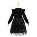 5 Kinds Girls Velvet Long‑Sleeve Ruffle Shoulder Sequin Tulle Party Princess Dress