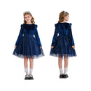5 Kinds Girls Velvet Long‑Sleeve Ruffle Shoulder Sequin Tulle Party Princess Dress