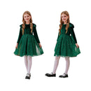 5 Kinds Girls Velvet Long‑Sleeve Ruffle Shoulder Sequin Tulle Party Princess Dress