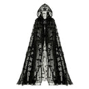 5 Kinds Hooded Tulle Cape Sheer Mesh Witch Cloak Bat Spider Web Print Cosplay Costume