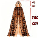 5 Kinds Hooded Tulle Cape Sheer Mesh Witch Cloak Bat Spider Web Print Cosplay Costume