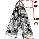 5 Kinds Hooded Tulle Cape Sheer Mesh Witch Cloak Bat Spider Web Print Cosplay Costume