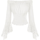 5 Kinds Off The Shoulder Lace Horn Sleeve Pirate Farmwoman Shirt Ruffled Collar Top