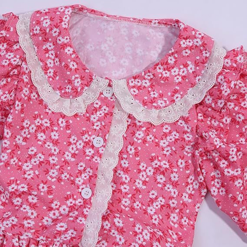 5 Kinds Prairie Girl Cosplay Costume Floral Dress With Apron Hat