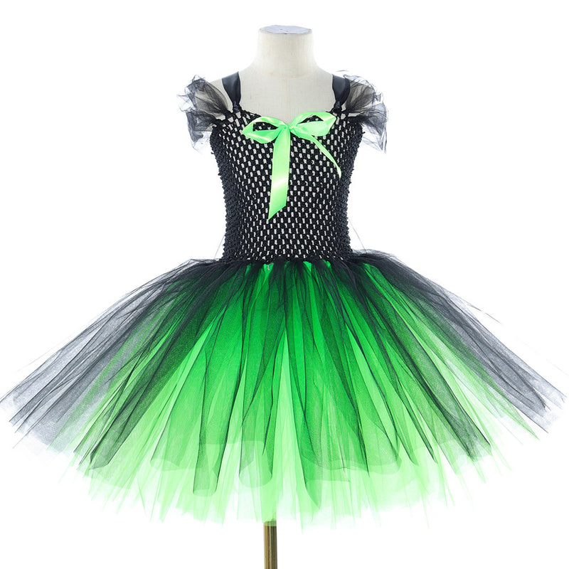 5 Kins Kids Girls Film Wicked Witch Elphaba Cosplay Costume Dress Broom Hat - AwwwCos