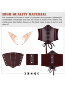 5 Piece Women Renaissance Fairy Costume Suit Medieval Hooded Robe Elf Ear - AwwwCos