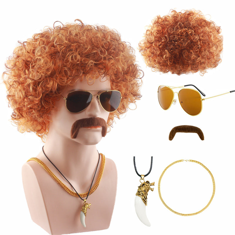 60s 70s 80s Disco Rocker Hippies Cosplay Short Orange Curly Wig Accessories - AwwwCos