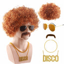 60s 70s 80s Disco Rocker Hippies Cosplay Short Orange Curly Wig Accessories - AwwwCos