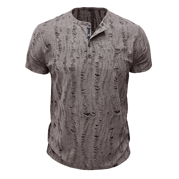 6 Kind Fashion Men Short-sleeved T-shirt Daily Henry Shirt Casual Top - AwwwCos