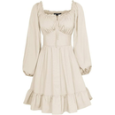 6 Kinds Renaissance Victorian Belted Ruffled Square Neck Dress Midi Dress - AwwwCos