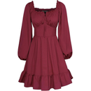 6 Kinds Renaissance Victorian Belted Ruffled Square Neck Dress Midi Dress - AwwwCos