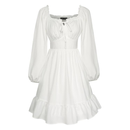 6 Kinds Renaissance Victorian Belted Ruffled Square Neck Dress Midi Dress - AwwwCos