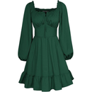 6 Kinds Renaissance Victorian Belted Ruffled Square Neck Dress Midi Dress - AwwwCos