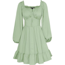 6 Kinds Renaissance Victorian Belted Ruffled Square Neck Dress Midi Dress - AwwwCos