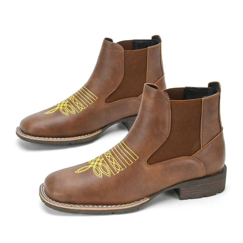 6 Kinds Western Cowboy Cosplay Elastic Shoes  Embroidered Chelsea Boots - AwwwCos