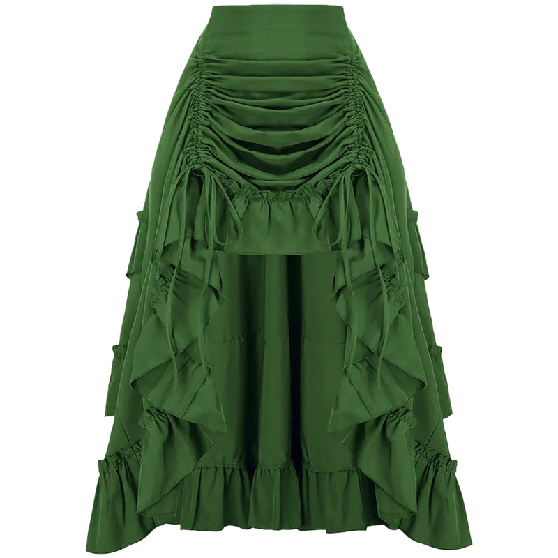 6 Kinds Womens Vintage Gothic Steampunk High Low Drawstring Ruffles Skirt - AwwwCos