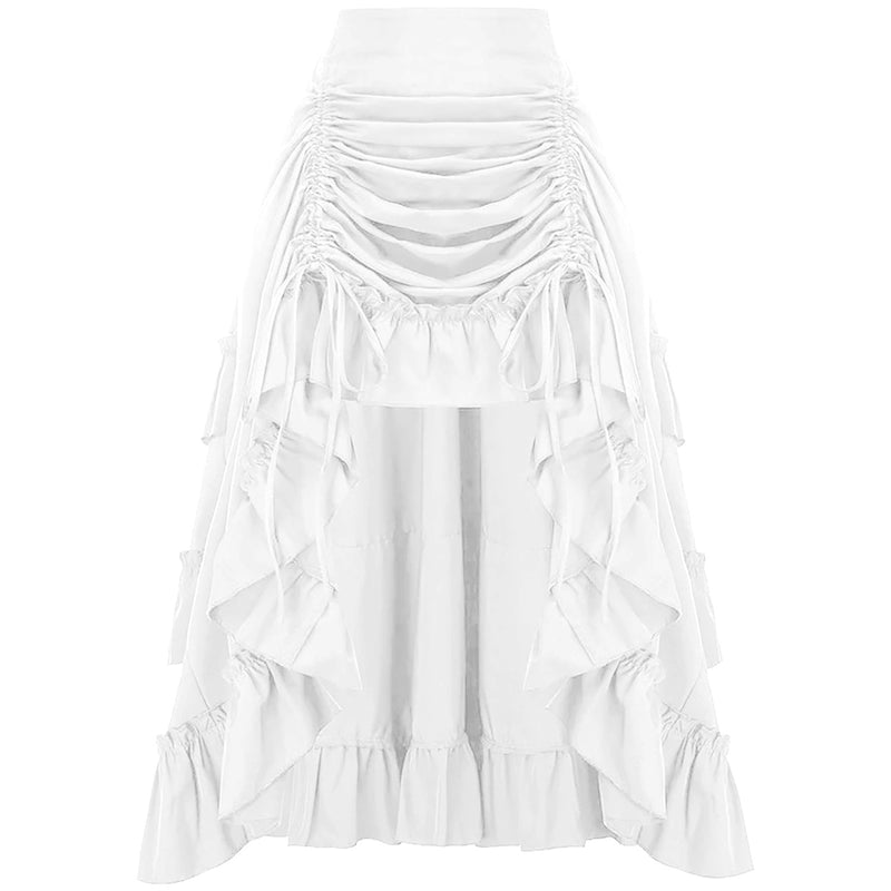 6 Kinds Womens Vintage Gothic Steampunk High Low Drawstring Ruffles Skirt - AwwwCos