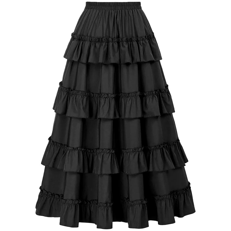 6 Kinds Womens Vintage Gothic Steampunk High Low Drawstring Ruffles Skirt - AwwwCos