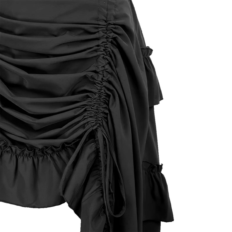 6 Kinds Womens Vintage Gothic Steampunk High Low Drawstring Ruffles Skirt - AwwwCos