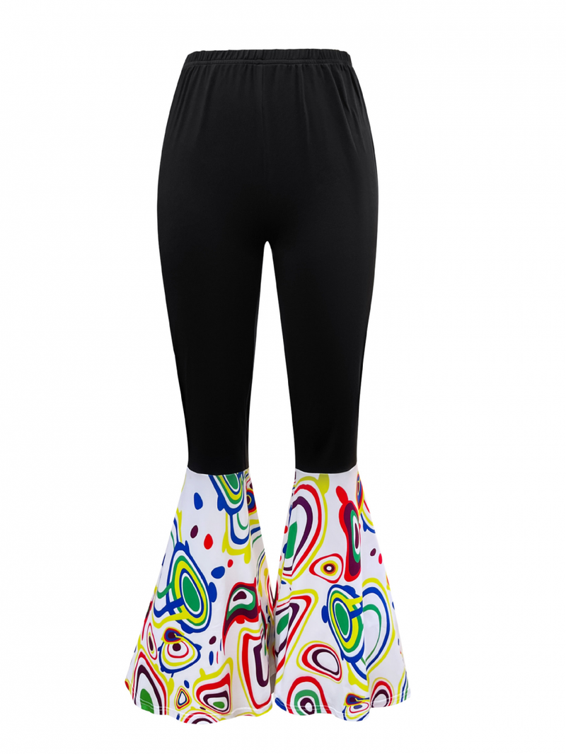 70S Long Sleeve Printed Disco Suit Women Stage Performance Suit