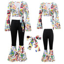 7 Kinds 60s 70s Women Hippie Fashion Flared Pants Printed Trousers Turban - AwwwCos