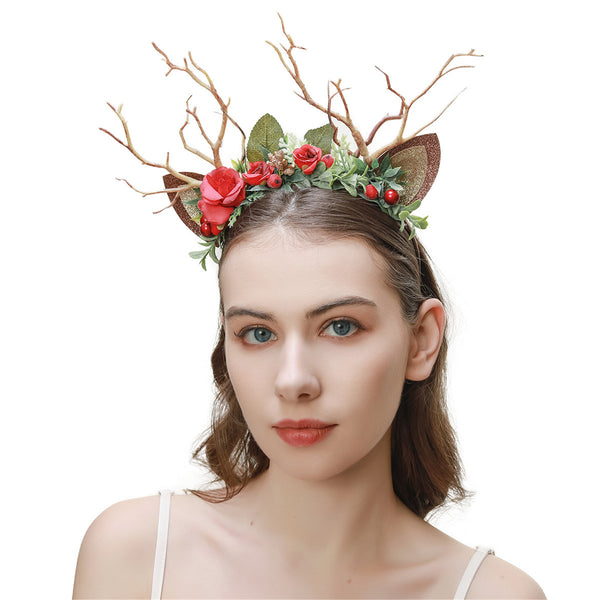 7 Kinds Floral Antler Headpiece Woodland Deer Horns Flower Reindeer Cosplay Headband - AwwwCos