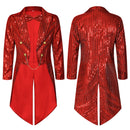 7 Kinds Men Steampunk Tailcoat Renaissance Club Bar Glitter Sequins Trench