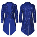 7 Kinds Men Steampunk Tailcoat Renaissance Club Bar Glitter Sequins Trench