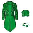 7 Kinds Men Steampunk Tailcoat Renaissance Club Bar Glitter Sequins Trench