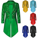 7 Kinds Men Steampunk Tailcoat Renaissance Club Bar Glitter Sequins Trench