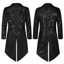 7 Kinds Men Steampunk Tailcoat Renaissance Club Bar Glitter Sequins Trench