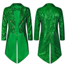 7 Kinds Men Steampunk Tailcoat Renaissance Club Bar Glitter Sequins Trench