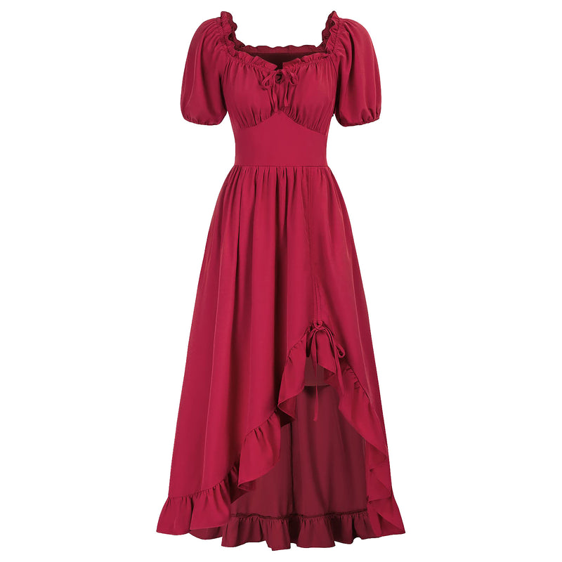 7 Kinds Renaissance Women Corset High Low Ruffle Maxi Dress