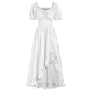 7 Kinds Renaissance Women Corset High Low Ruffle Maxi Dress - AwwwCos