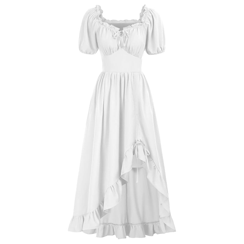 7 Kinds Renaissance Women Corset High Low Ruffle Maxi Dress