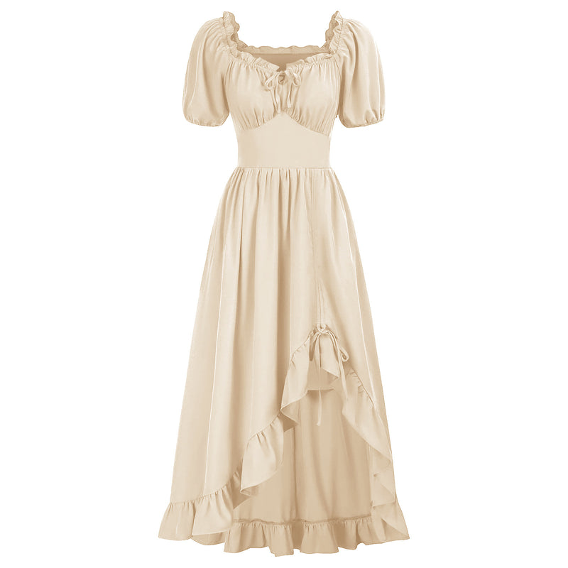 7 Kinds Renaissance Women Corset High Low Ruffle Maxi Dress