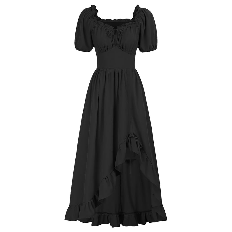 7 Kinds Renaissance Women Corset High Low Ruffle Maxi Dress