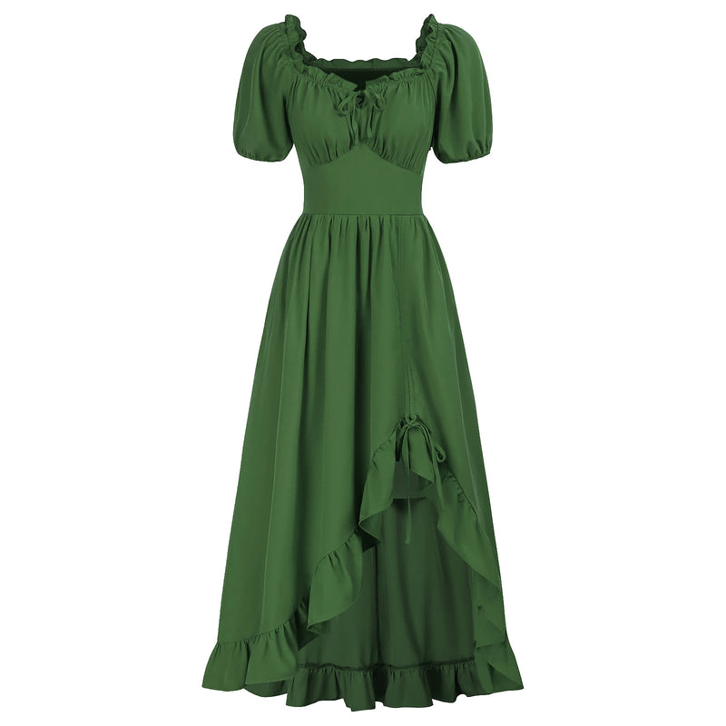 7 Kinds Renaissance Women Corset High Low Ruffle Maxi Dress