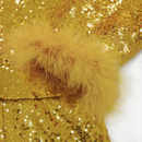 Women Sexy Sequin Deep V neck Feather Trim Bodycon Mini Midi Dress - AwwwCos