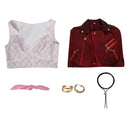 Final Fantasy VII Aerith Gainsborough Cosplay Costume FF7 Red Short Jacket Pink Checkered Dress