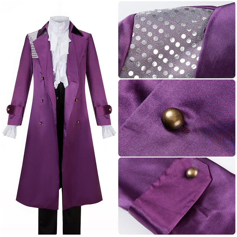 80s Musician Purple Prince Cosplay Suit Jacket and Evening Gown Set