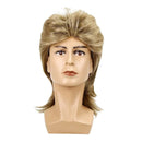 80s Retro Men Masquerade Brown Gold Wavy Mullet Hair Disco Party 14.56 in Wig - AwwwCos