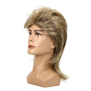 80s Retro Men Masquerade Brown Gold Wavy Mullet Hair Disco Party 14.56 in Wig - AwwwCos