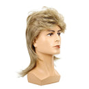 80s Retro Men Masquerade Brown Gold Wavy Mullet Hair Disco Party 14.56 in Wig - AwwwCos