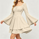 8 Kinds Medieval Victorian Cosplay Slim Waist Solid Color Bell Sleeve Above Knee Dress