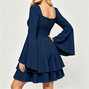 8 Kinds Medieval Victorian Cosplay Slim Waist Solid Color Bell Sleeve Above Knee Dress